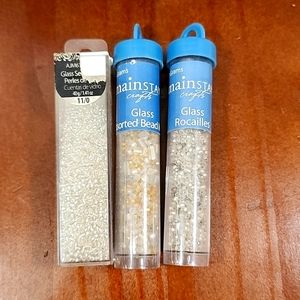 3 Containers of Silver Assorted Glass Beads